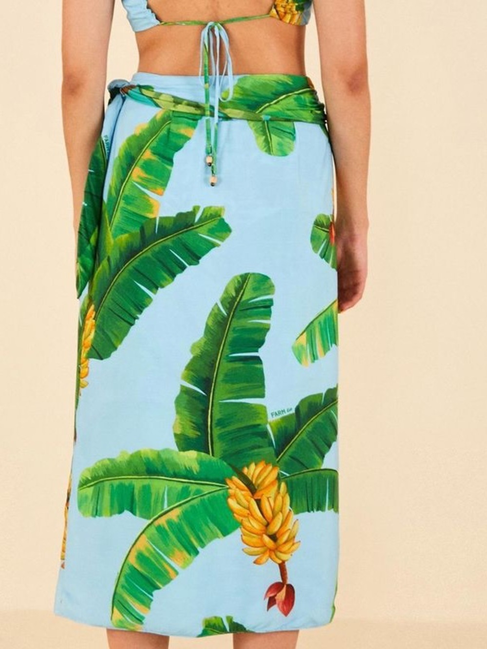 Farm Rio - Fresh Bananas Cover Up - Tropical Leaf Green Sarong - NWT - XL - Picture 5 of 9